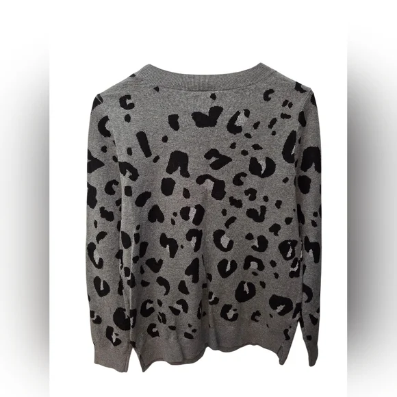 Loft Outlet Sweater Leopard Print Gray Metallic Size XL - Picture 3 of 3